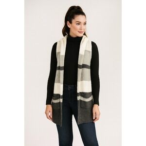 Max Studio Striped Hooded Open Front Sleeveless Long Cardigan Vest Womens L‎